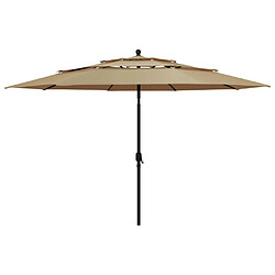 vidaXL Parasol de jardin à 3 niveaux avec mât en aluminium taupe 3,5 m