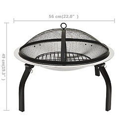 vidaXL Foyer et barbecue avec tisonnier 2 en 1 56x56x49 cm Inox pas cher