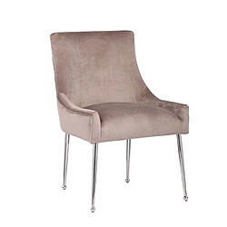 Avis Vivenla Lot de 2 Chaises de salle à manger design revêtement en velours taupe avec poignet à l'arrière et piètement en acier argenté collection JERSEY