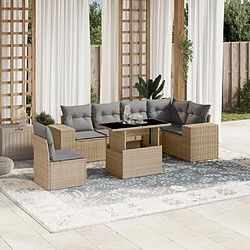 vidaXL Salon de jardin avec coussins 7 pcs beige résine tressée 