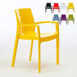 Chaise polypropylène empilable avec accoudoirs salle à manger Cream Grand Soleil, Couleur: Jaune