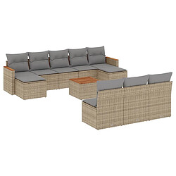 vidaXL Salon de jardin 11 pcs avec coussins beige résine tressée