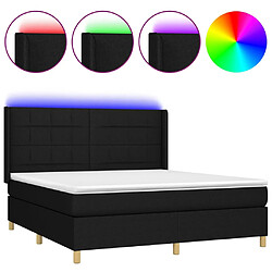 vidaXL Sommier à lattes de lit matelas et LED Noir 160x200 cm Tissu