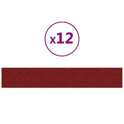 vidaXL Panneaux muraux 12 pcs Rouge bordeaux 90x15 cm Tissu 1,62 m²