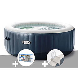 Kit spa gonflable Intex PureSpa Blue Navy rond Bulles 6 places + 6 filtres + Porte/verre Kit spa gonflable Intex PureSpa Blue Navy rond Bulles 6 places + 6 filtres + Porte-verre