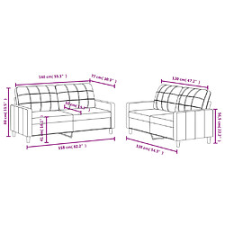 vidaXL Ensemble de canapés 2 pcs avec coussins Noir Tissu pas cher