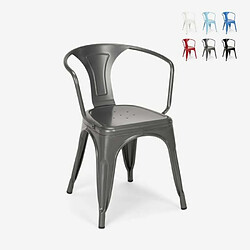 Ahd Amazing Home Design Chaises industrielles Tolix avec accoudoirs en acier pour cuisine et bar Steel Arm, Couleur: Gris foncé