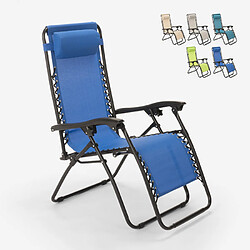 Beach And Garden Design Chaise longue de plage et jardin pliante multi-positions Emily Zero Gravity, Couleur: Bleu