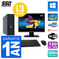 PC HP ProDesk 400 G3 SFF Ecran 19" i3-6100 RAM 32Go SSD 120Go Windows 10 Wifi · Occasion 