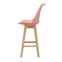 Avis Helloshop26 Lot de 2 tabourets de bar siège avec dossier et repose-pied hêtre 105 cm rose 03_0002782