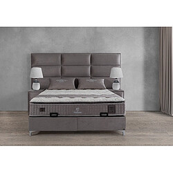 Acheter Vivenla Ensemble de lit coffre 160x200 en velours gris avec un matelas à ressorts ensachés 7 zones de confort de la collection MOSCOW