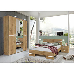 Avis Inside 75 Armoire 4 portes 2 miroirs CARAMELLA 180 cm chêne poutre