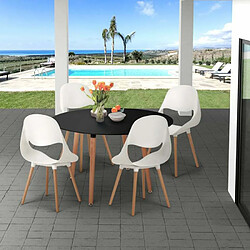 Ahd Amazing Home Design Ensemble 4 Chaises Table À manger Ronde Noire 100cm Design Midlan Dark, Couleur: Gris