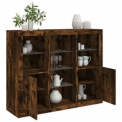 Maison Chic Lot de 3 Commode Buffet - Meuble de rangements avec lumières LED chêne fumé bois d'ingénierie -GKD60288