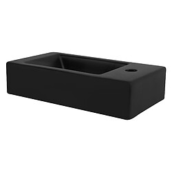 ML-Design Lavabo en Céramique Noir Mat, 46 x 26 x 11 cm, Rectangulaire, Montage Mural/à Poser, Trou de Robinet à Droite, Vasque Lave-Mains de Salle de Bain/WC, Design Moderne, sans Matériel de Montage