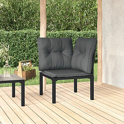 vidaXL Chaise d'angle de jardin avec coussins noir/gris résine tressée 