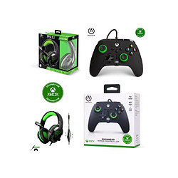 Power A Manette XBOX ONE-S-X-PC Noire vert HINT Officielle + Casque Gamer PRO PH3 SPIRIT OF GAMER XBOX ONE/S/X/PC