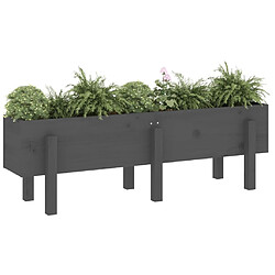 Avis Maison Chic Jardinière,Lit surélevé de jardin - Bac à fleurs - pot de fleur gris 121x30x38 cm bois de pin massif -GKD87427