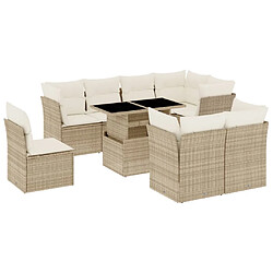 vidaXL Salon de jardin avec coussins 9 pcs beige résine tressée