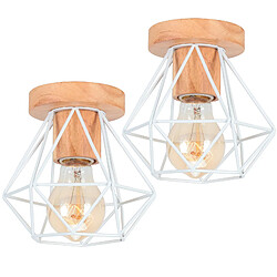 Stoex 2PCS-Lampe de Plafond Moderne Plafonnier Cage en Métal Luminaire Plafonnier Rétro Intérieur Blanc Pour Couloir Bar Club 