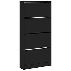 Maison Chic Armoire à chaussures 4 tiroirs | Meuble de rangement à chaussures Meuble d'Entrée rabattables noir 80x21x163,5 cm -MN60774