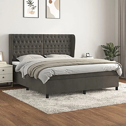 Maison Chic Lit Adulte - Lit simple Lit à sommier tapissier et matelas moelleux - Meuble de Chambre - Gris foncé 160x200cm Velours -MN58208