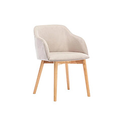 Acheter Vente-Unique Lot de 2 chaises avec accoudoirs en tissu et bois d'hévéa - Beige - JELISA