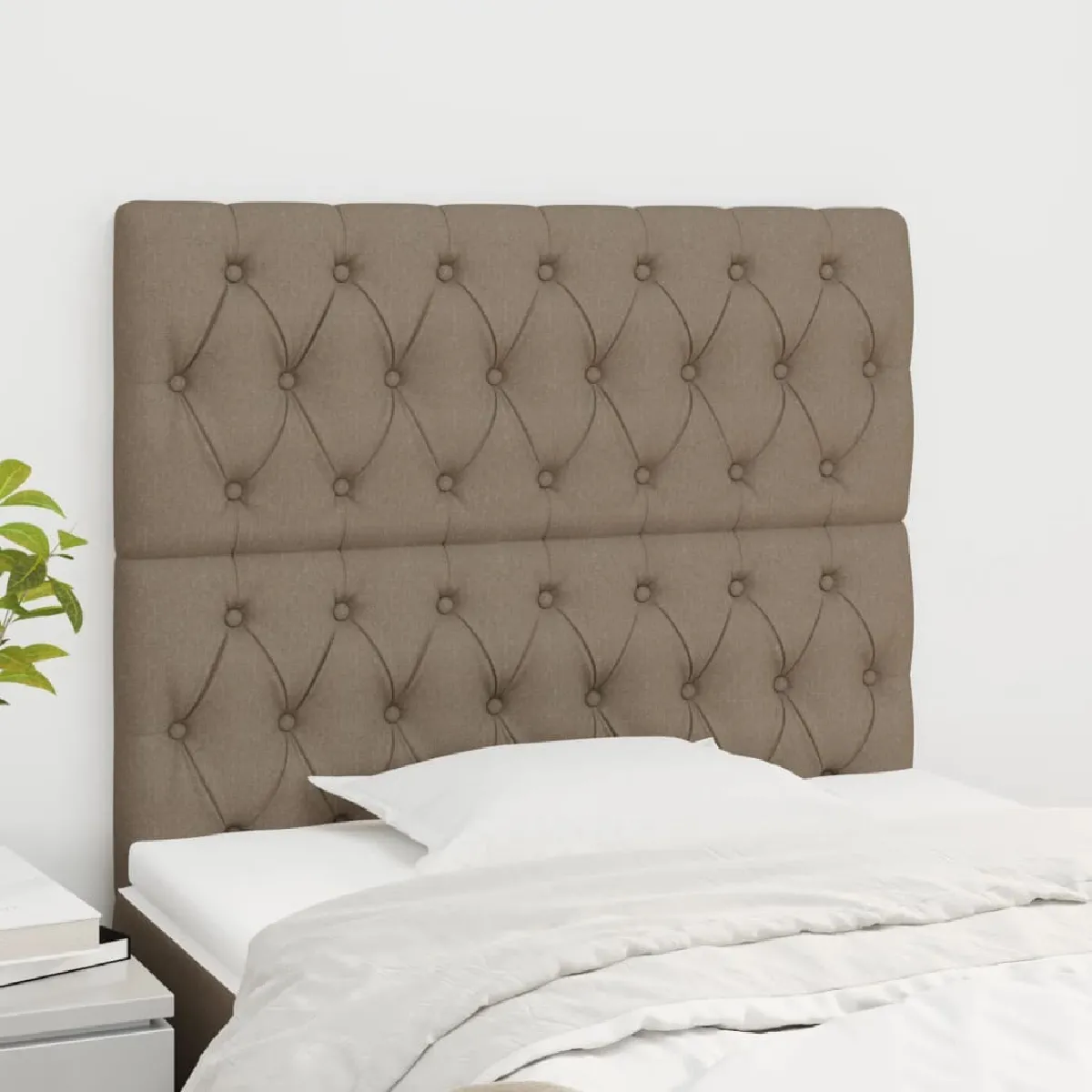 Maison Chic Lot de 2 Têtes de lit design pour chambre - Décoration de lit Taupe 100x7x78/88 cm Tissu -MN99197