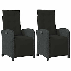 Maison Chic Lot de 2 Chaises inclinables de jardin repose-pied noir rotin -GKD76916