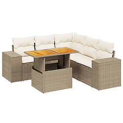 vidaXL Salon de jardin avec coussins 6 pcs beige résine tressée