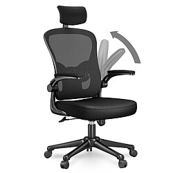 BIGZZIA Chaise de Bureau - Ergonomique Siège-Fauteuil avec 2D Accoudoirs, Hauteur Appui-tête Soutien Lombaire Dossier Règalable Noir