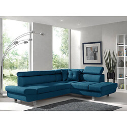 Bestmobilier Lisbona - Canapé d'angle droit convertible - 5 places - avec têtières Lisbona - Canapé d'angle droit convertible - 5 places - avec têtières - Bleu canard