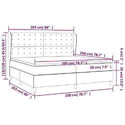 vidaXL Sommier à lattes de lit avec matelas Gris foncé 200x200cm Tissu pas cher