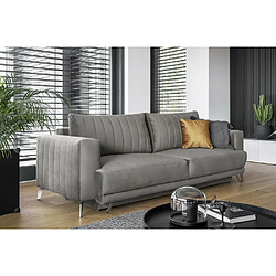 VENESETTI Canapé 3/4 places convertible et espace de rangement - gris - en tissu de qualité luxe, ELSA