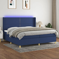 vidaXL Sommier à lattes de lit matelas et LED Bleu 200x200 cm Tissu