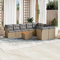 vidaXL Salon de jardin et coussins 10 pcs mélange beige résine tressée 