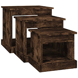 Maison Chic Lot de 3 Tables basses pour salon | Table à café chêne fumé bois d'ingénierie -GKD59548 pas cher