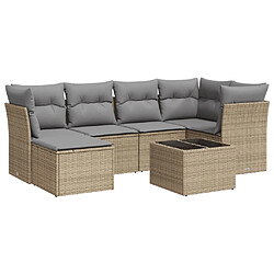 vidaXL Salon de jardin avec coussins 7 pcs beige résine tressée