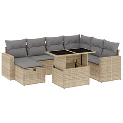 vidaXL Salon de jardin avec coussins 8 pcs beige résine tressée