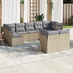 Maison Chic Salon de jardin avec coussins 9 pcs | Ensemble de Table et chaises | Mobilier d'Extérieur beige résine tressée -GKD49888