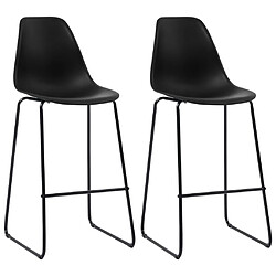 vidaXL Chaises de bar lot de 2 noir plastique 