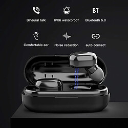 GUPBOO Casque sans fil, écouteurs TWS Bluetooth V5.0, mini écouteurs étanches, casque stéréo Hi-Fi pour le sport