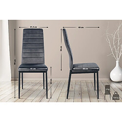 Decoshop26 Lot de 4 chaises de salle à manger design simple en tissu velours avec couture gris cadre en métal noir CDS10403