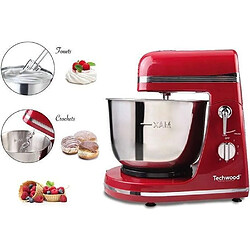 NC Robot de Cuisine capacite de 3,5L 6 vitesses Pied anti derapant 300W. Rouge Bol inox 