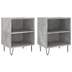 vidaXL Tables de chevet 2 pcs gris béton 40x30x50 cm bois d'ingénierie