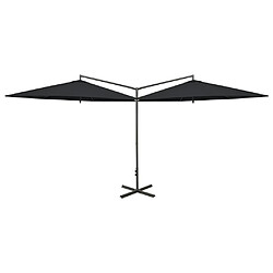 vidaXL Parasol double avec mât en acier Noir 600 cm