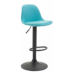 Decoshop26 Tabouret de bar avec repose-pieds design moderne en synthétique bleu pieds en métal noir mat 10_0000776 