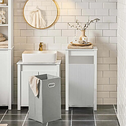 SoBuy BZR100-W Armoire à Linge, Corbeille à Linge, Meuble Bas de Salle de Bain, Meuble de Rangement avec 1 Panier à Linge Amovible