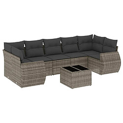 Maison Chic Salon de jardin 8 pcs avec coussins | Ensemble de Table et chaises | Mobilier d'Extérieur gris résine tressée -GKD85502