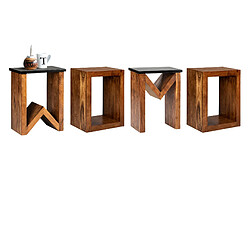 Table basse d'appoint de salon en bois massif acacia forme "D" 60cm WOMO-DESIGN® pas cher